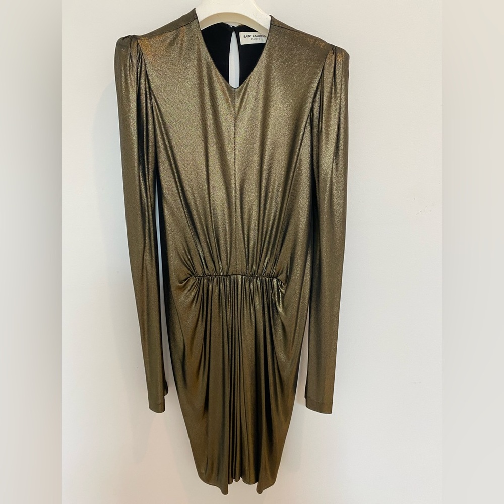 Saint Laurent Gold Party Dress Size FR36